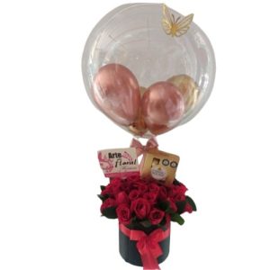 Arreglo especial en rosas rojas, chocolates , globo burbuja floristeria cali (1