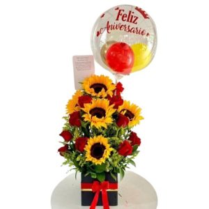 Arreglo de girasoles y rosas- floristeria cali